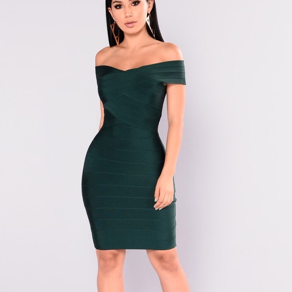 hunter green bandage dress